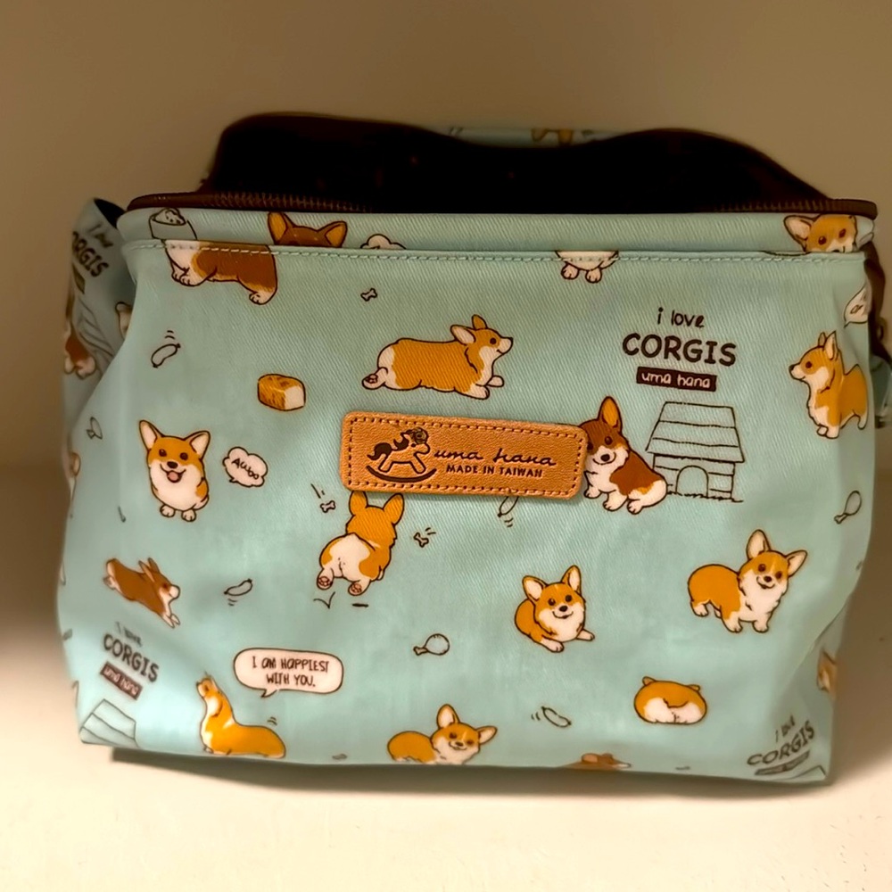 Waterproof Corgi Large Opening Makeup Cosmetic Bag